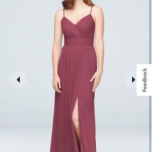 David’s Bridal bridesmaid dress. Spaghetti strapped ruched dress in chianti